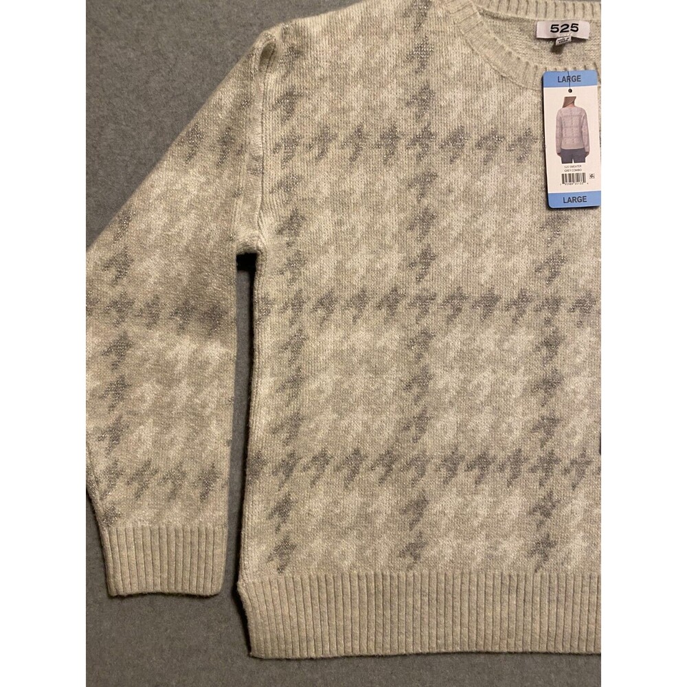 525 America Sweaters Women's L Gray Stretch Heavy Sparkles Crew Neck Long Sleeve - Picture 3 of 10